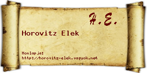 Horovitz Elek névjegykártya